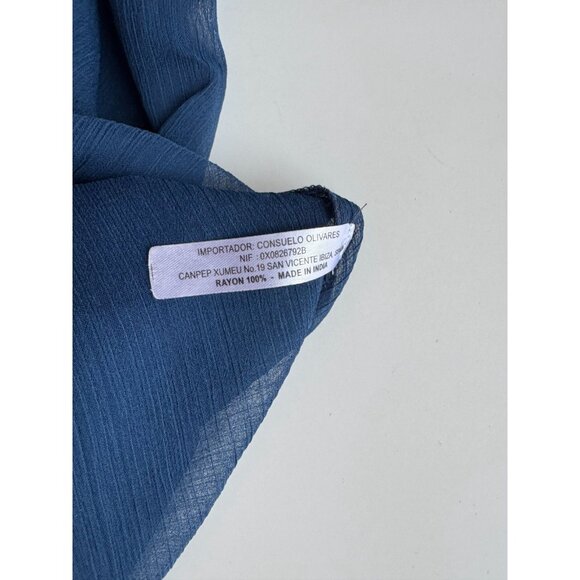 YEMANJA IBIZA Navy Beaded Beaded Embellished Sheer Crepon Cover-Up, One Size - Picture 11 of 12